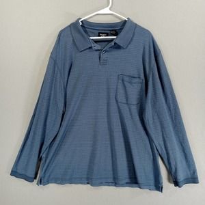 Haggar Shirt Mens XL Blue Long Sleeve Polo Cotton Blend
